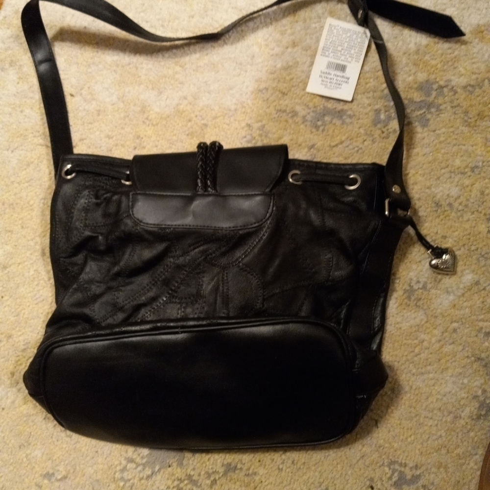 Maxam Genuine Top Grain Lambskin Leather Purse Heart Design Black NWT - Picture 2 of 11